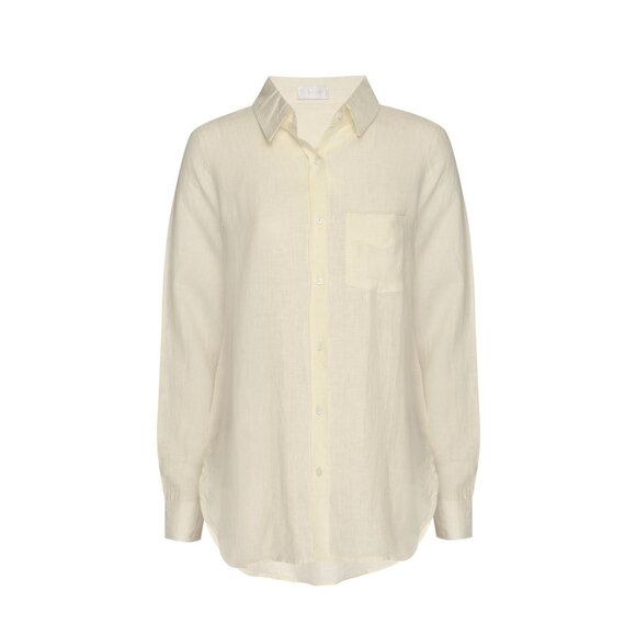 MONDAY Swimwear Monaco Linen Shirt in Ivory - Picture 1 of 4